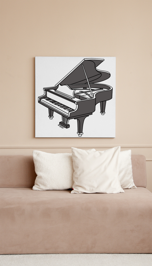 Cadre avec design élégant d’un piano à queue stylisé tema musique