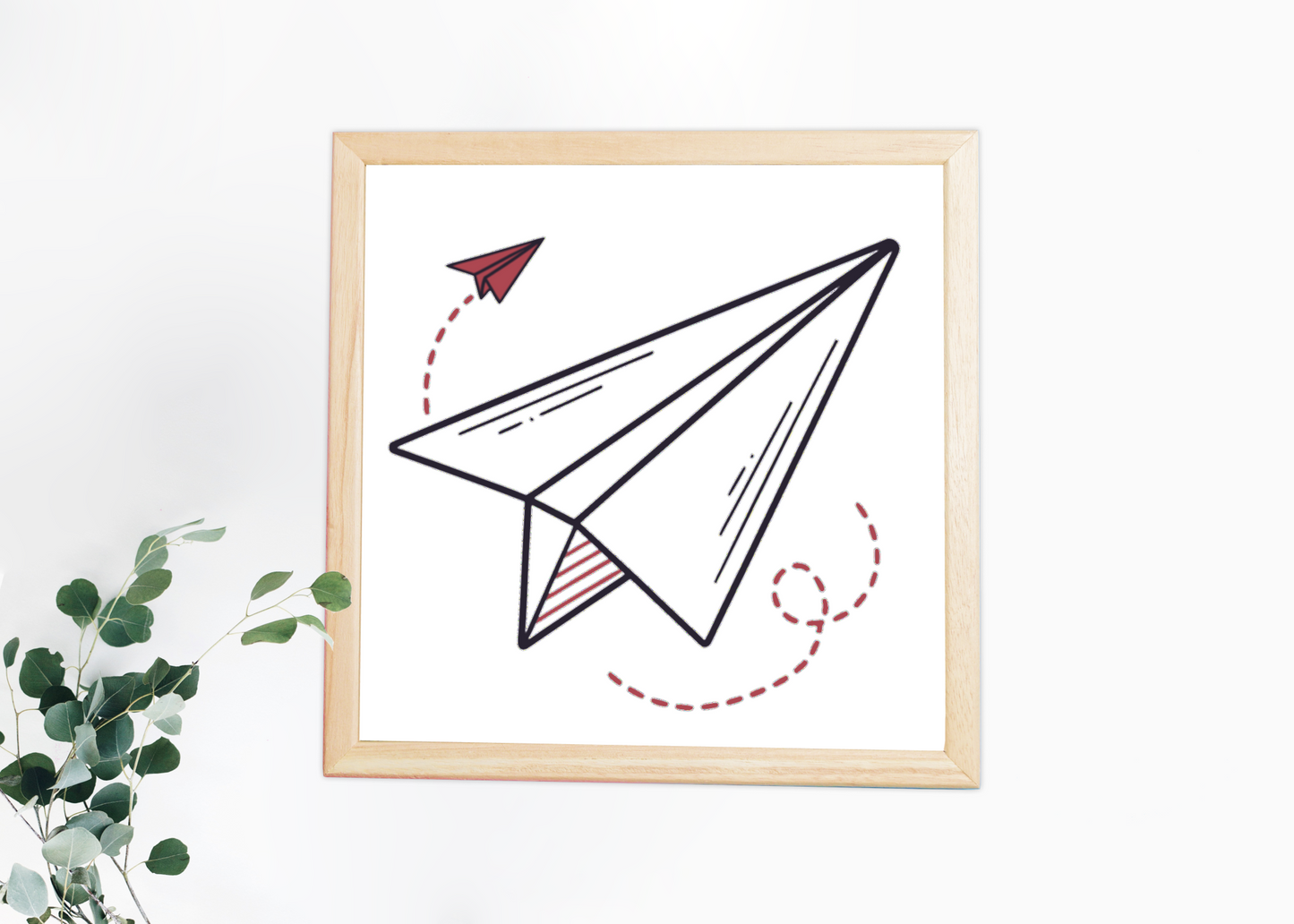Cadre moderne affichant un avion en papier stylisé pour les amateurs d'aventure