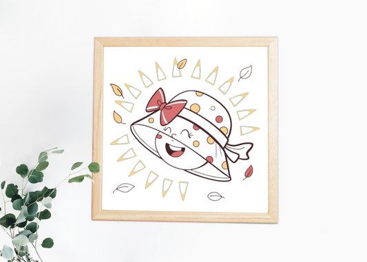 Cadre attrayant avec motif de chapeau ensoleillé coloré sur fond lumineux