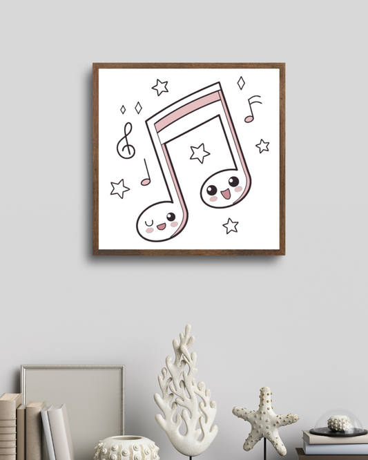 Création musicale kawaii sur fond cadre, idéale pour déco