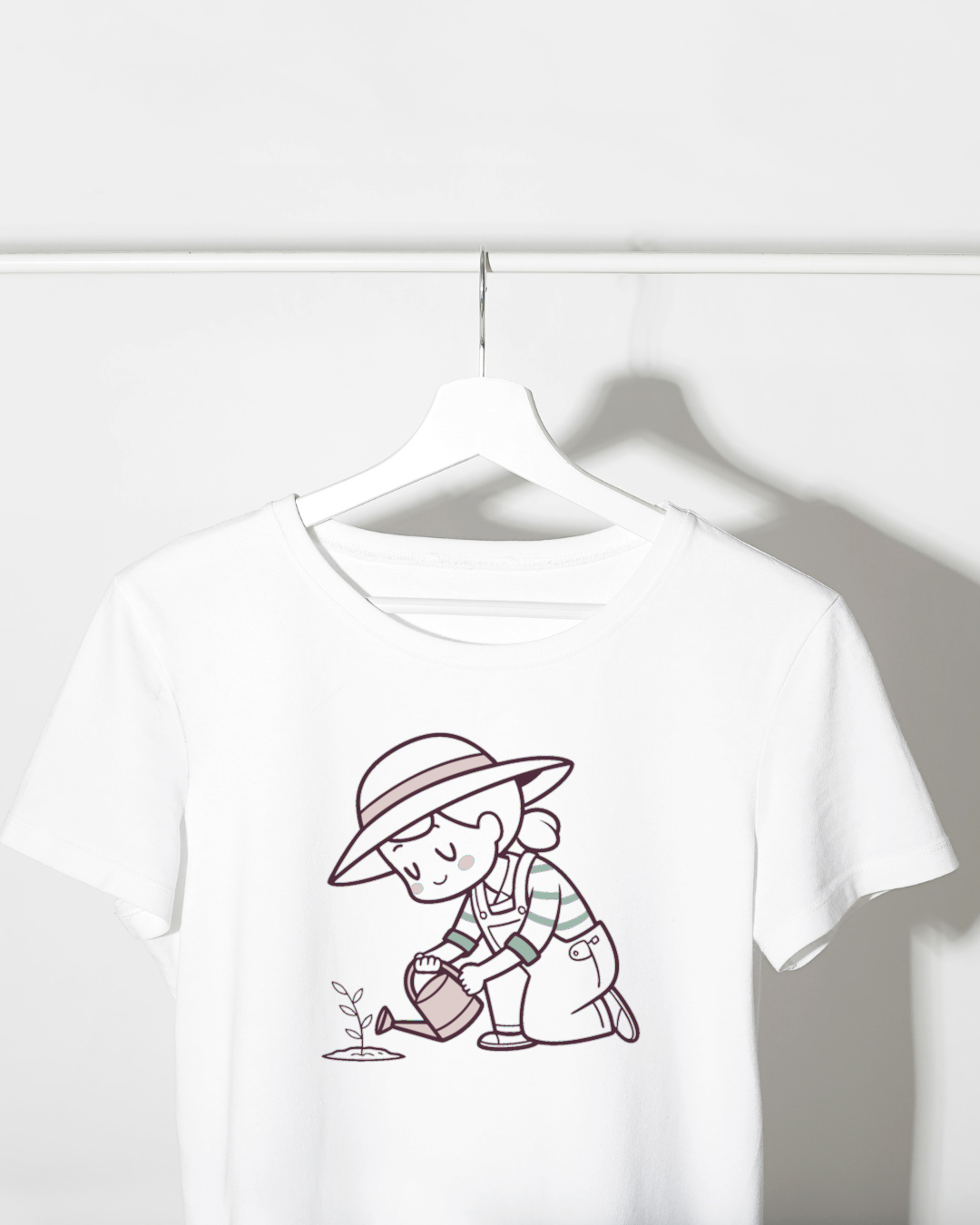 T-shirt kawaii avec jardinier joyeux dans un style printanier et fraîcheur visuelle