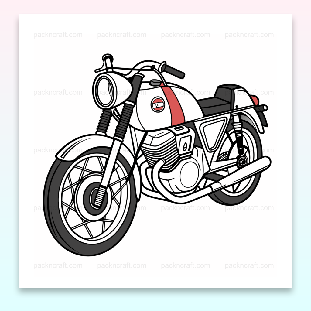 Art numérique de moto classique, idéal pour déco intérieure.