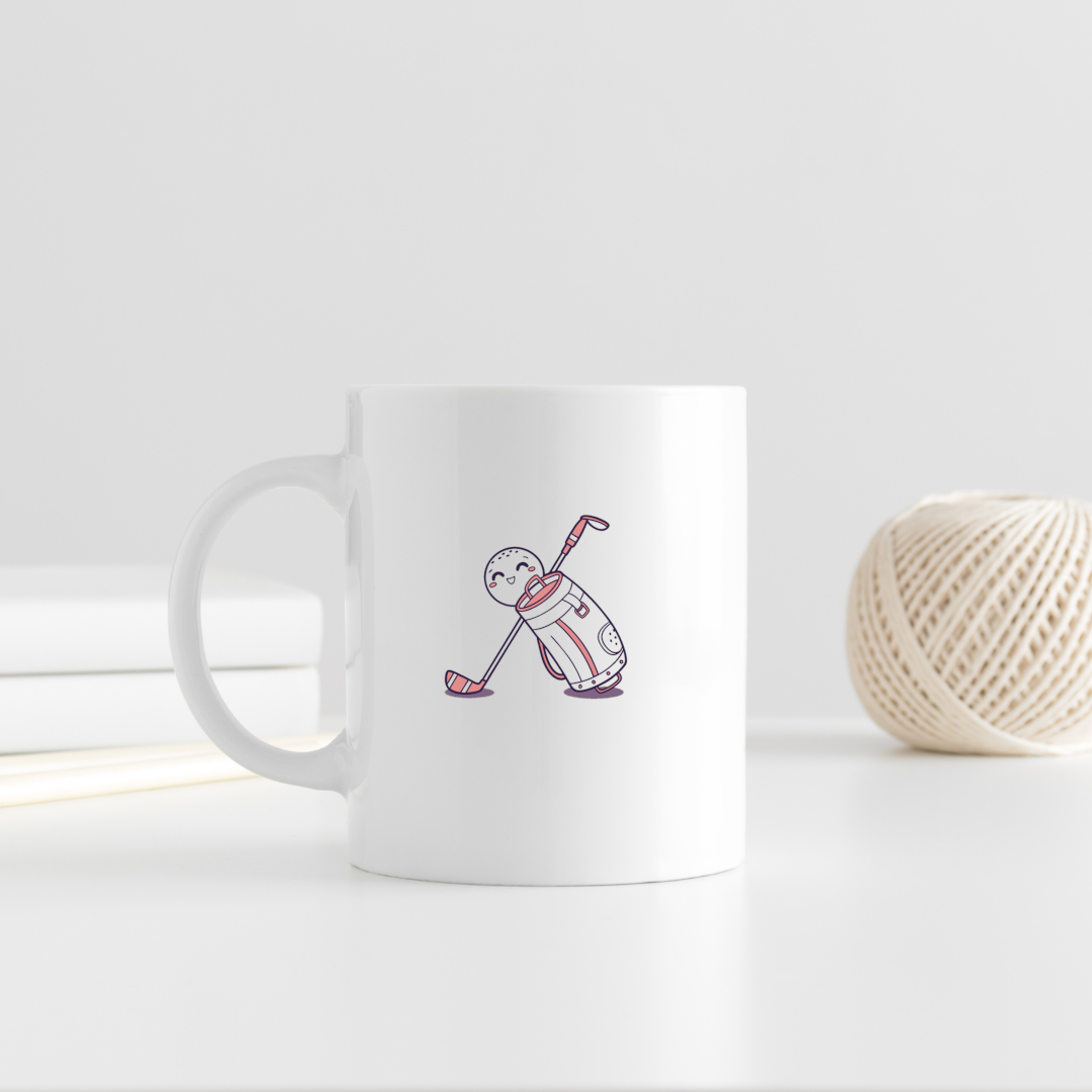 Mug avec balle de golf souriante au style pastel amusant
