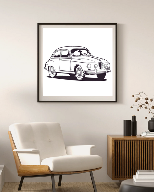 Mise en cadre artistiquement vintage avec une voiture classique