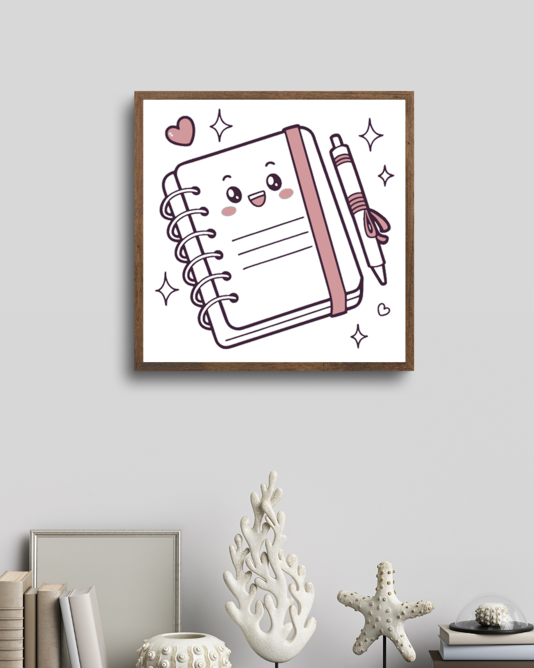 Cadre avec design pastel, ambiance joyeuse pour aménagement de bureau moderne
