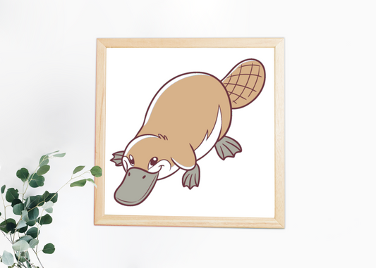 Cadre avec ornithorynque curieux style cartoon sur thème nature coloré