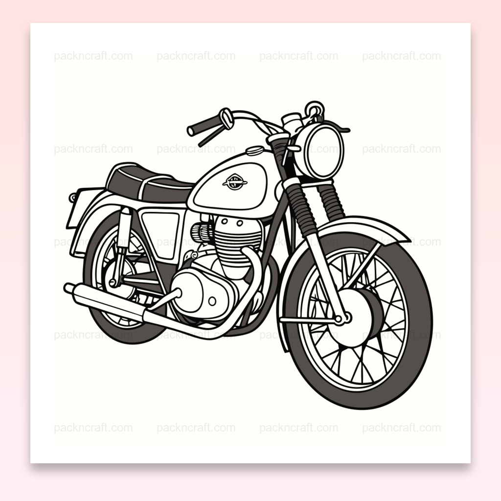 Illustration SVG de la moto Royal Enfield Interceptor, années 60, vintage.