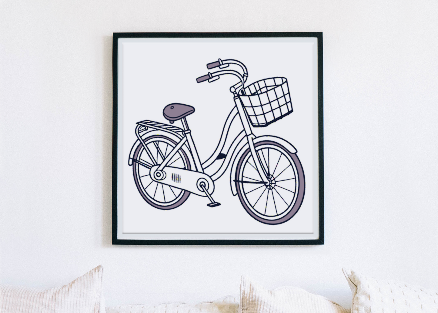 Cadre orné d'un vélo rétro au style urbain en dessin vectoriel