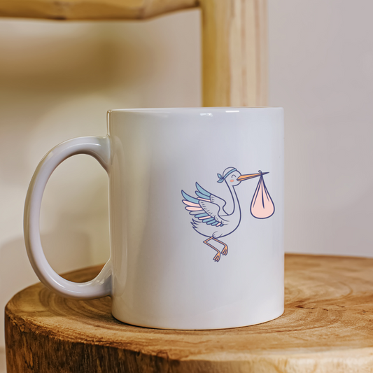 Mug décoratif avec motif de cigogne kawaii