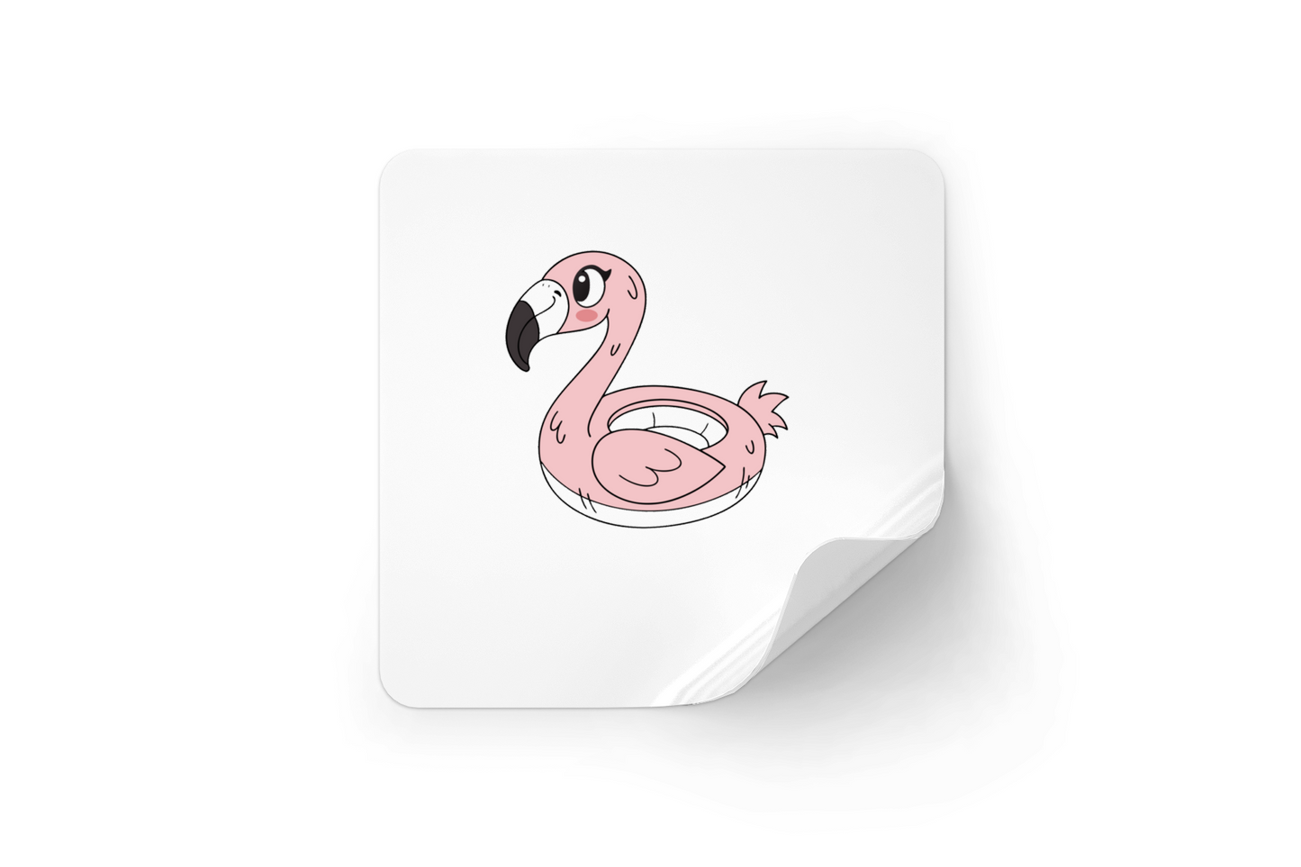 Sticker avec un cartoon de flamant rose relaxant aux couleurs d'un été vibrant