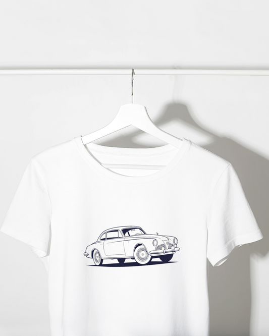 Voiture classique sur t-shirt, design rétro