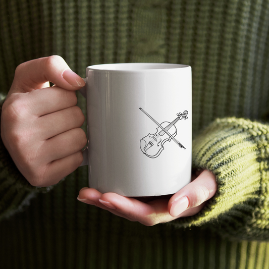 Mug avec motif minimaliste de violon pour une ambiance musicale élégante