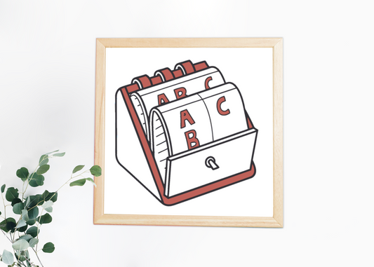 Cadre décoratif avec design rolodex vintage stylisé dans un style bureau créatif