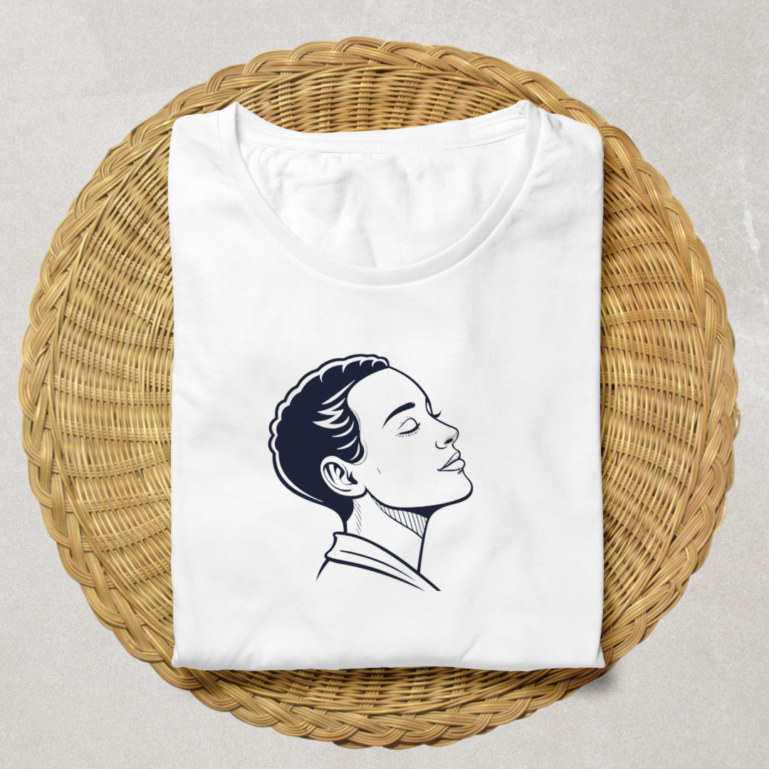 T-shirt avec design vectoriel élégant et visage paisible