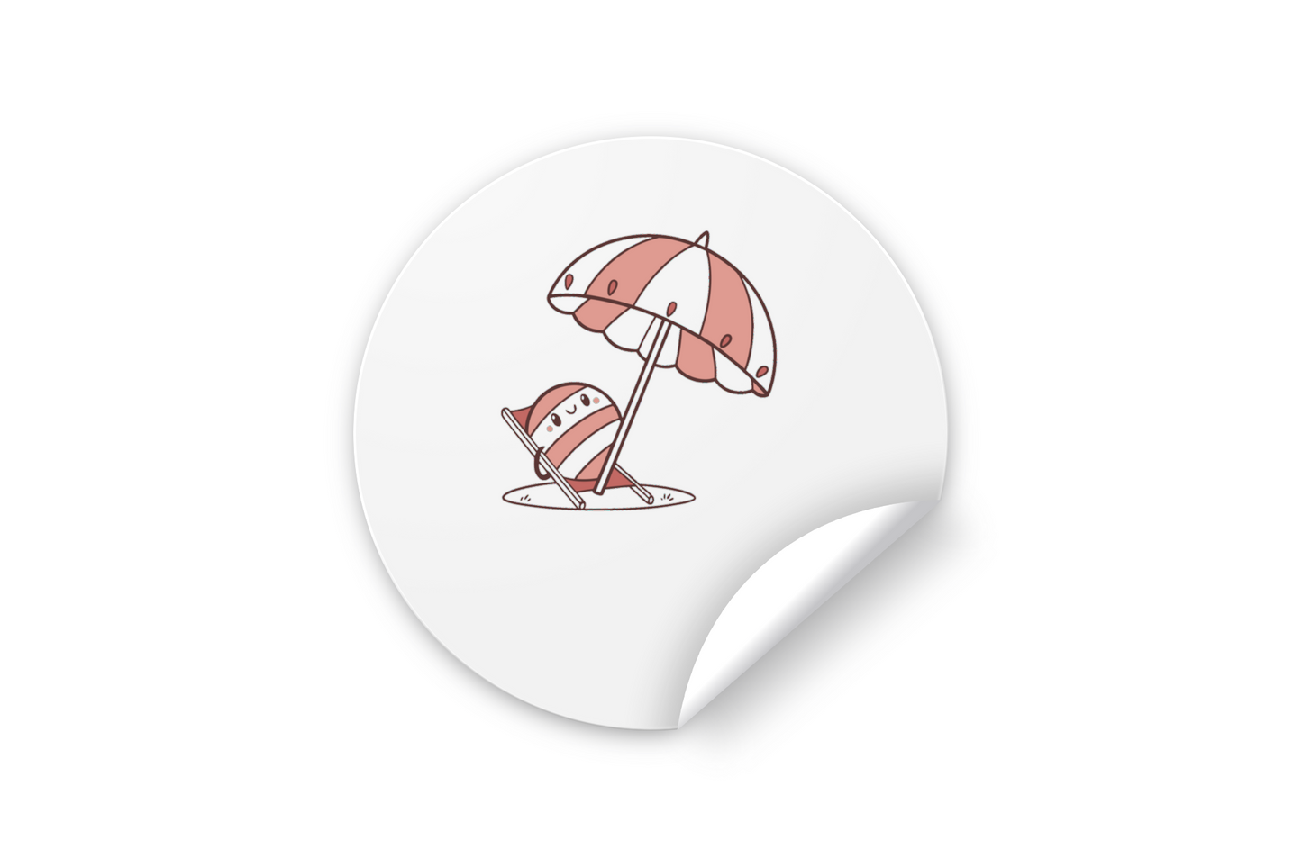 Sticker avec un personnage kawaii sous un parasol pour un thème estival
