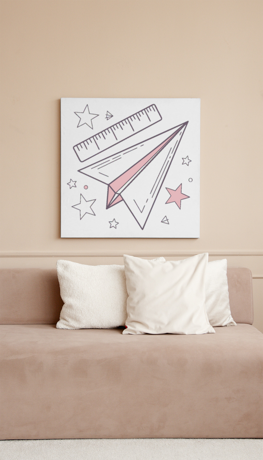 Cadre moderne avec un avion minimaliste éducation inspirante en décoration murale