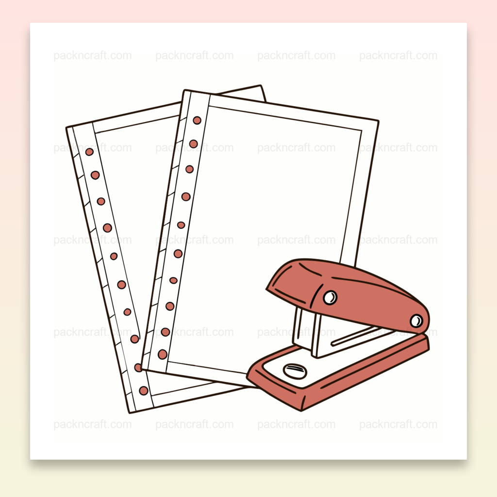Illustration vectorielle d'une agrafeuse en action pour projets créatifs et déco.