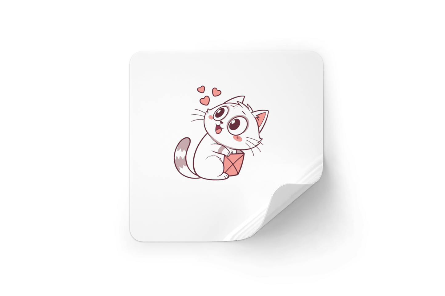 Sticker avec chat rêveur dans style doux et tendre parfait pour déco personnalisée