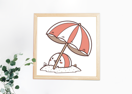 Cadre décoratif avec une icône de balle de plage pastel pour un été ensoleillé