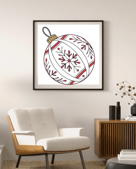 Cadre décoratif avec boule de Noël dorée au design festif et raffiné