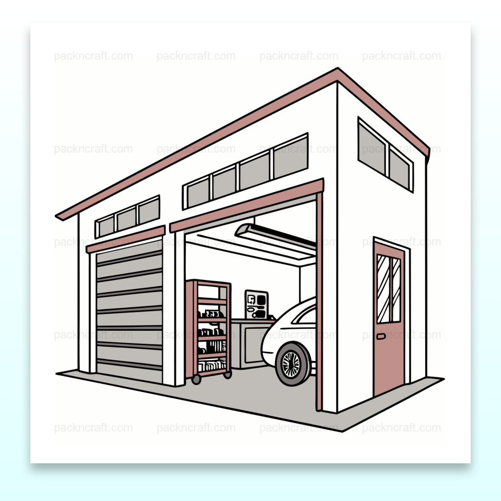 Illustration de garage vintage avec voiture pour déco, Plan de garage cadre vintage pour projets créatifs, Garage sur mug pour cadeau original à un mécano, T-shirt avec design de garage pour amateurs de mécanique, Sticker de garage rétro pour personnalisation DIY