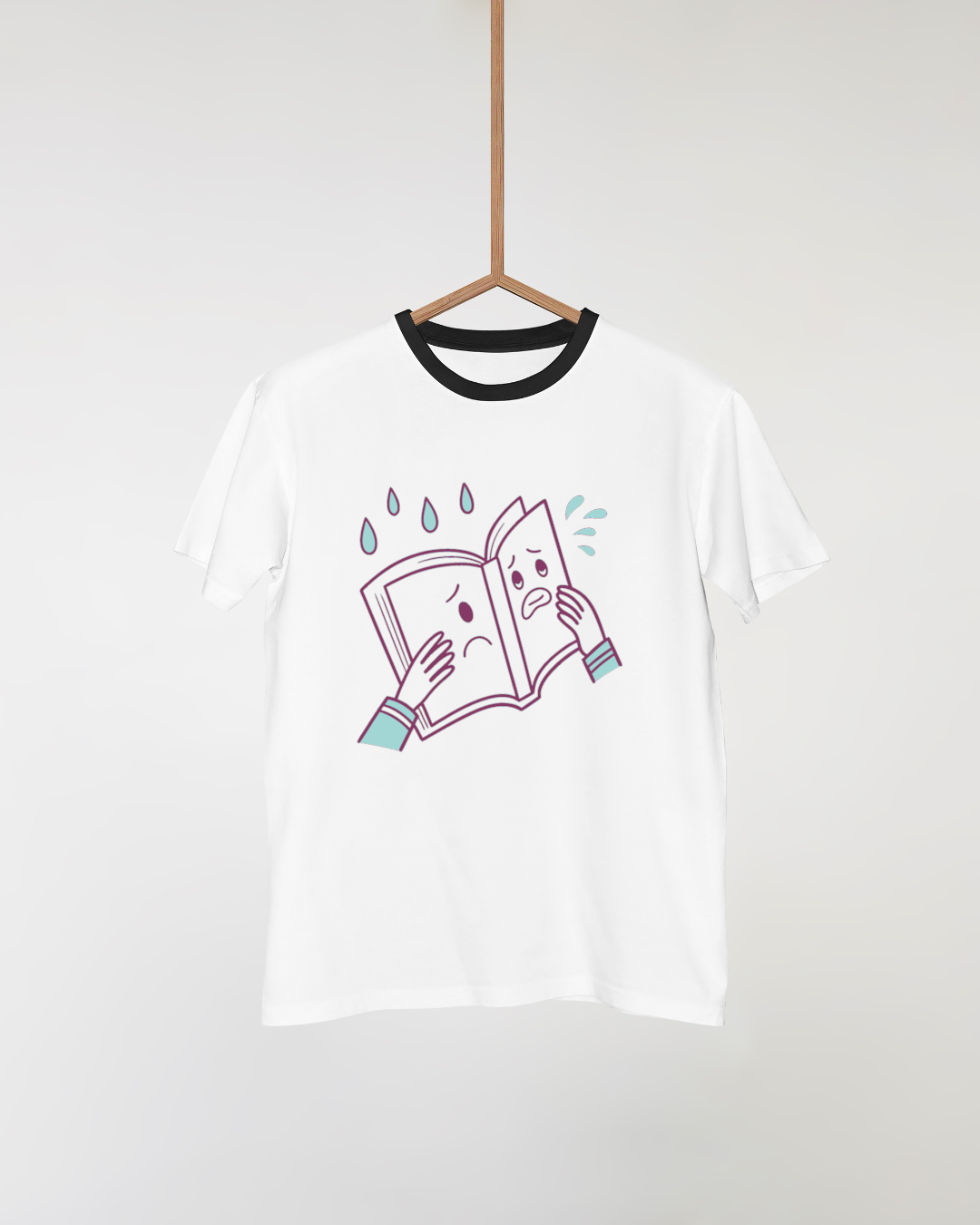 T-shirt avec design livre sous la pluie, ambiance créative et éducative
