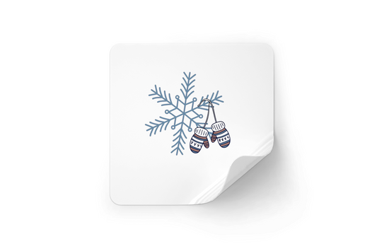 Sticker avec motif hivernal de flocon de neige enchanté et moufles