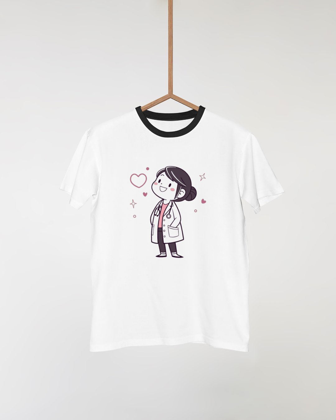 T-shirt enfant avec design docteur joyeux dans un style pastel vectoriel
