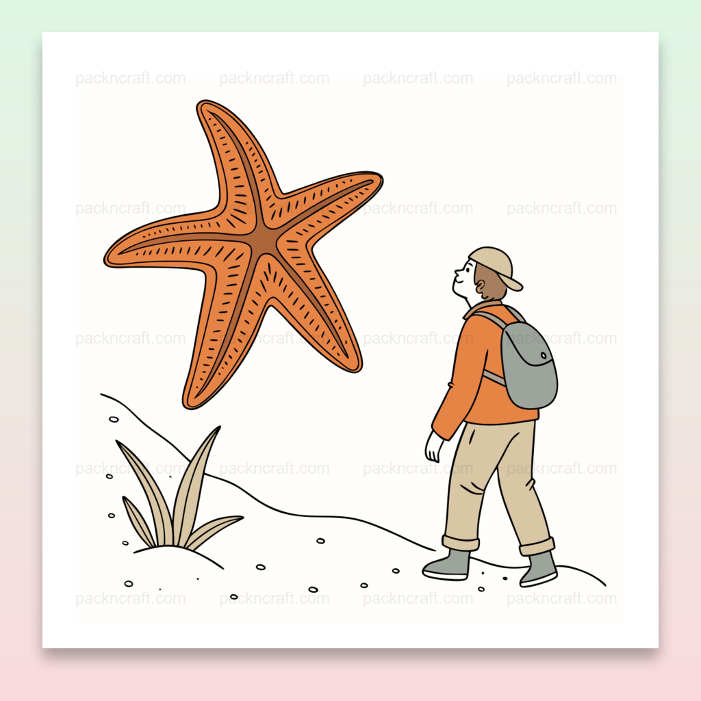 Illustration d'un explorateur avec une étoile de mer pour projets DIY et éducatifs