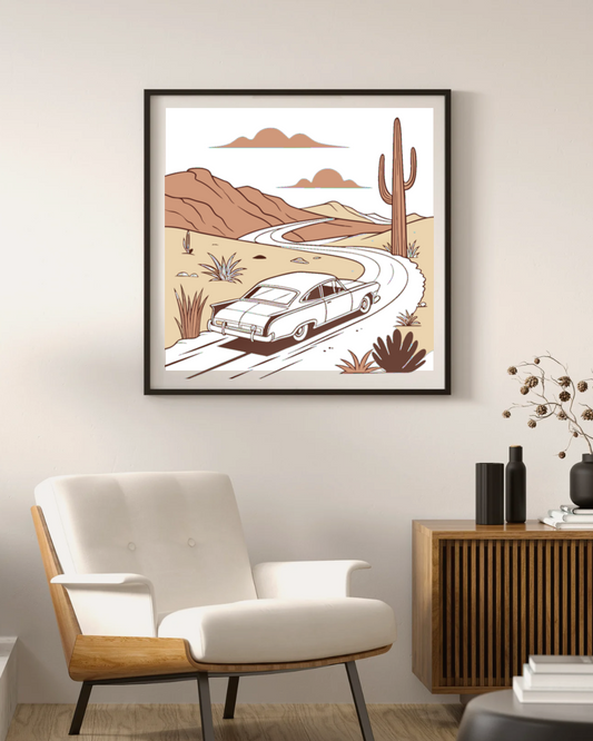 Affiche vintage encadrée, parfaite pour décorer un salon ou un bureau