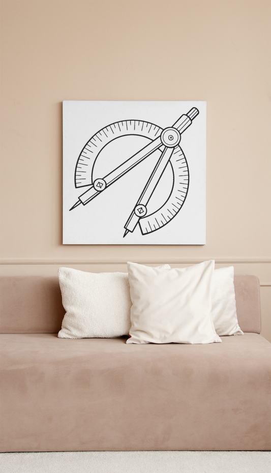 Cadre moderne avec icône compas illustrée style dessin thème scolaire