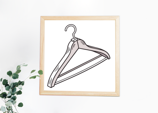 Cadre élégant avec dessin minimaliste d'un cintre au style épuré et moderne