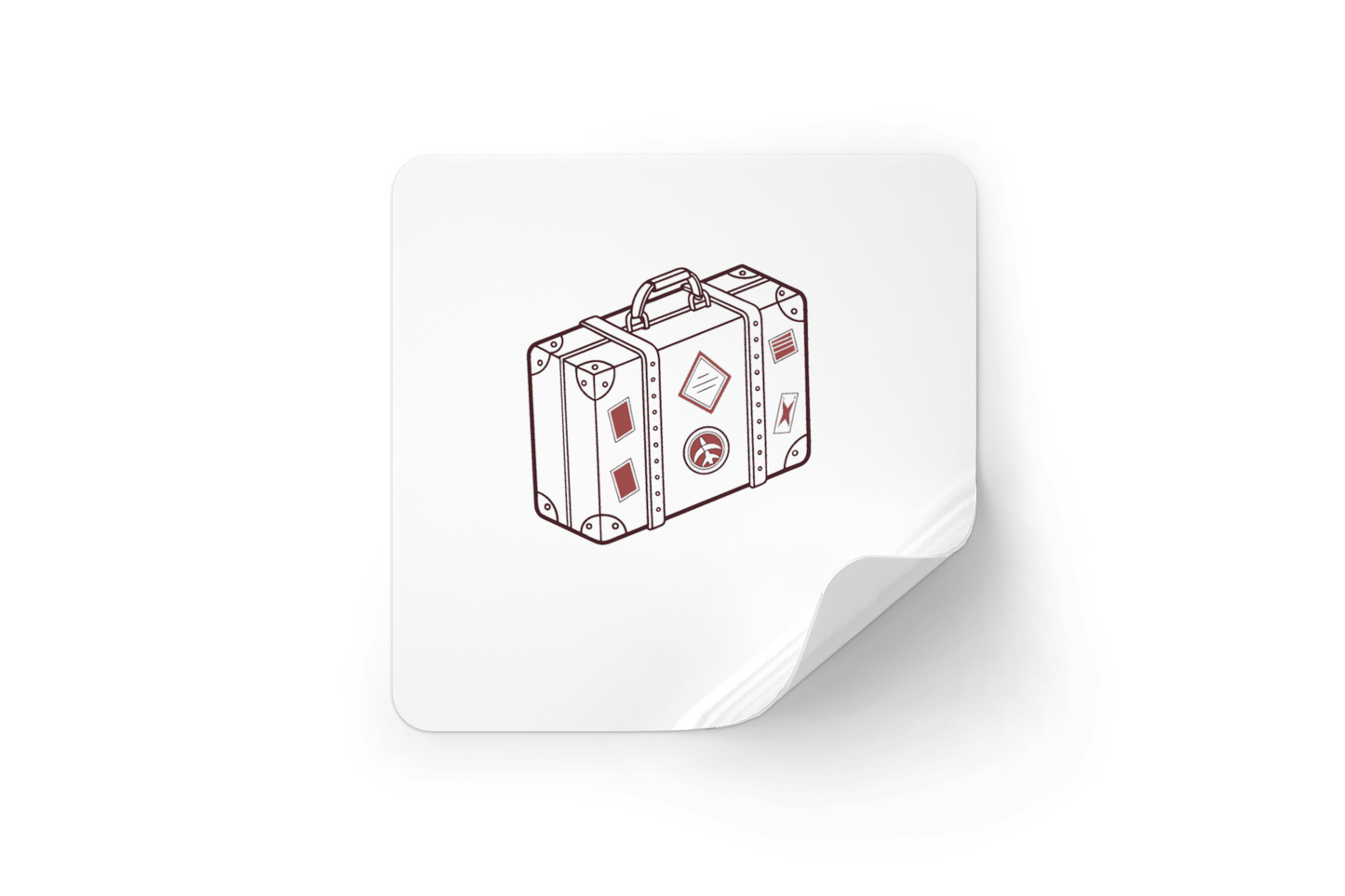 Sticker au design rétro avec icône de valise style vintage aventure