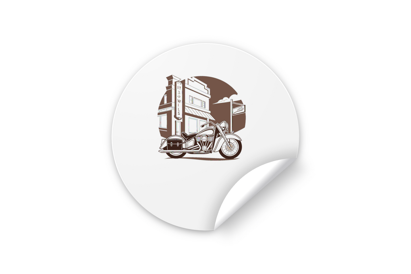 Sticker représentant une moto rétro, style urbain
