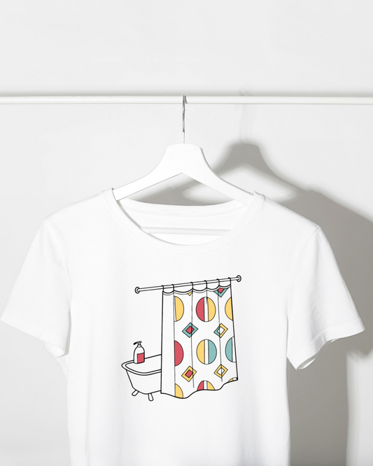 T-shirt avec motif minimaliste représentant une baignoire rétro dans un style épuré