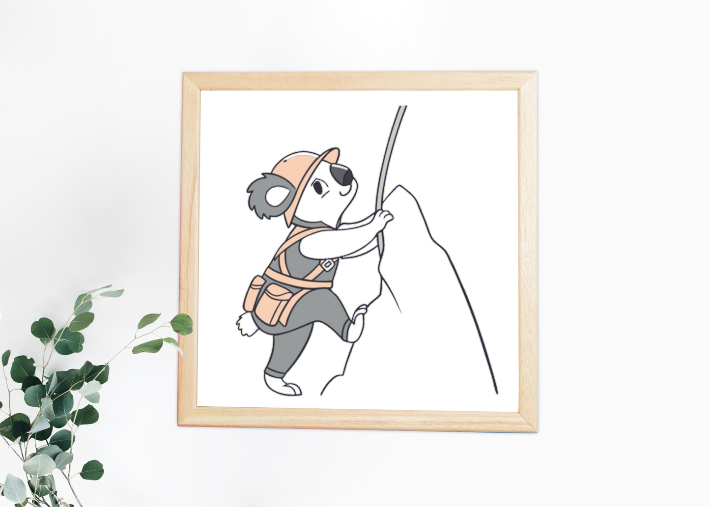Cadre artistique avec un koala doodle, ambiance aventure et exploration