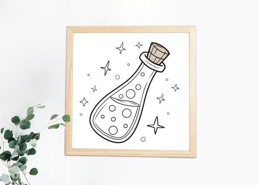 Cadre avec décoration mystique étoilée en pastel style apaisant et moderne