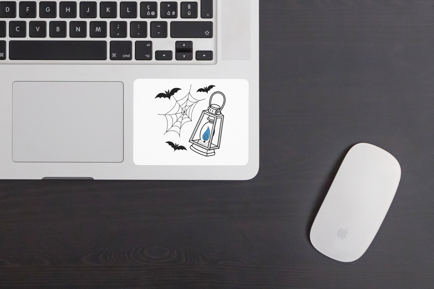 Sticker décoratif avec lanternes vectorielles et chauves-souris modernes pour Halloween