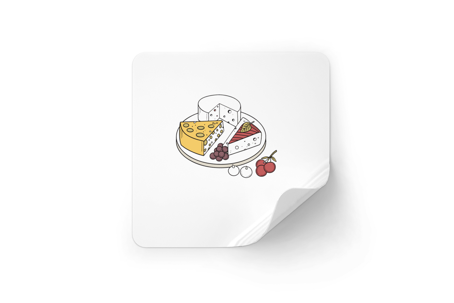 Sticker avec doodle de plateau de fromages gourmand, parfait pour les amateurs de fromage