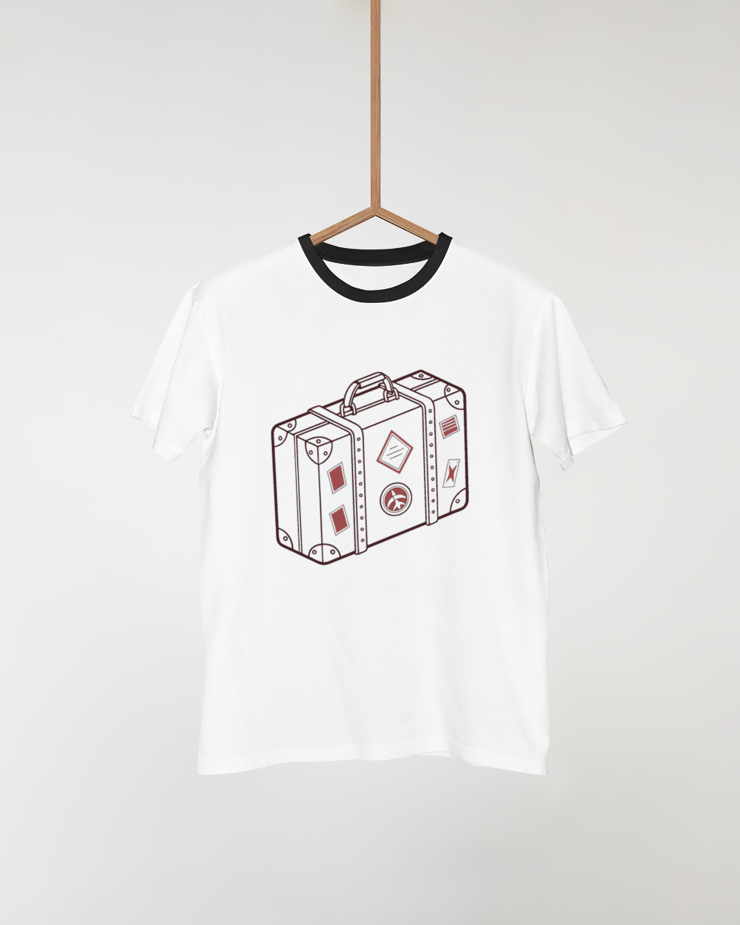 T-shirt avec valise vintage style voyageur style rétro