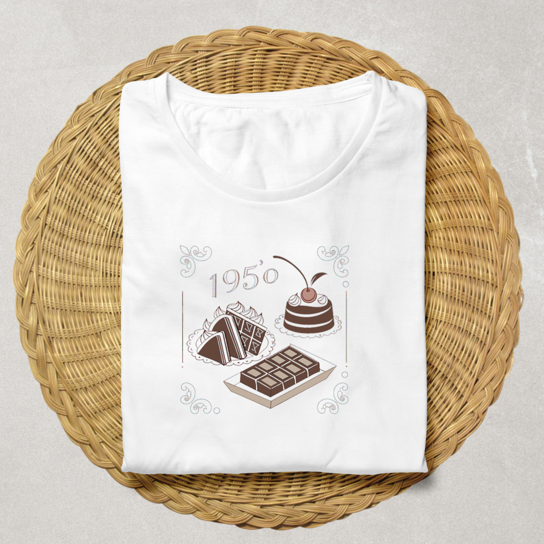 T-shirt imprimé style rétro chocolaté