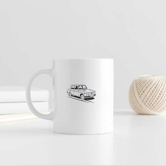Design sur tasses avec voiture rétro, idéal pour cadeaux personnalisés
