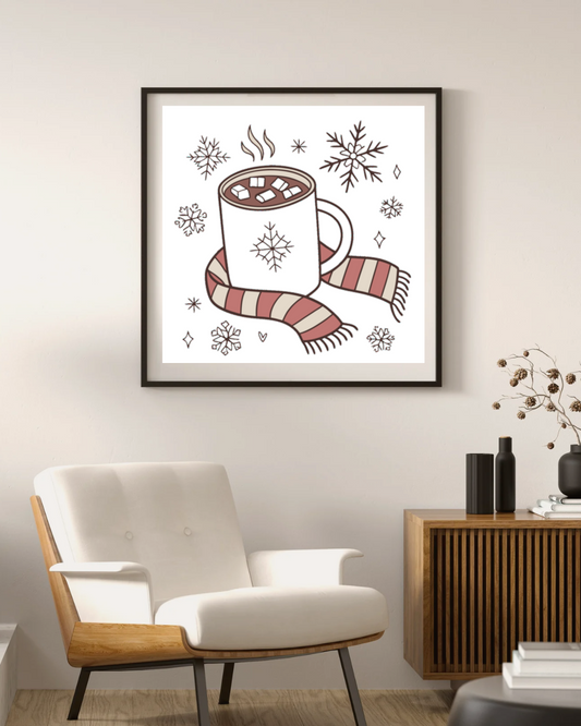 Cadre délicat avec icône thème hivernal chocolat chaud réconfortant