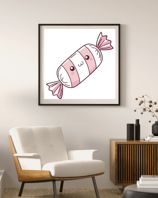 Cadre affiche bonbon kawaii pour décoration intérieure