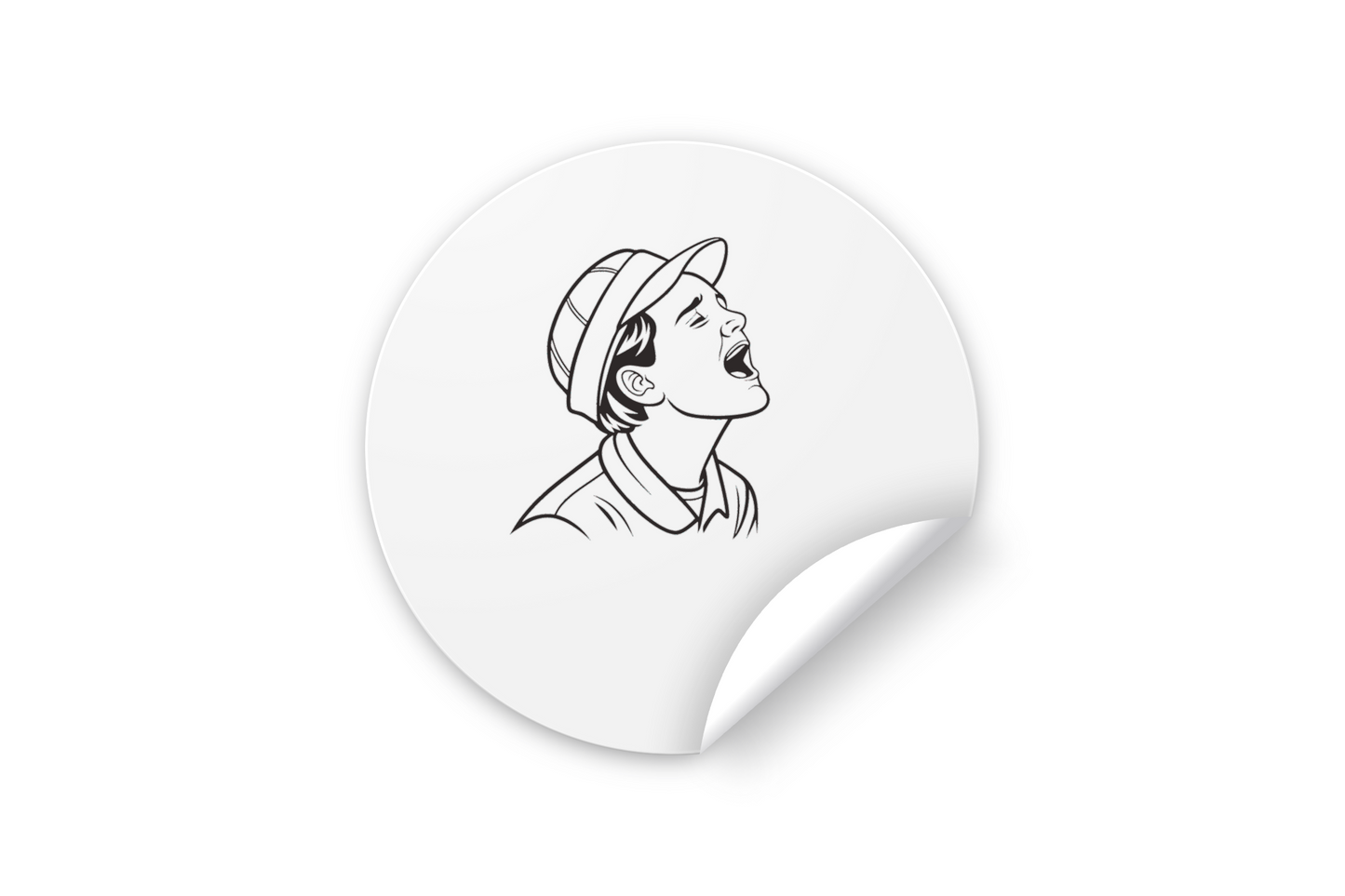 Sticker avec garçon criant en monochrome transmettant une émotion expressive