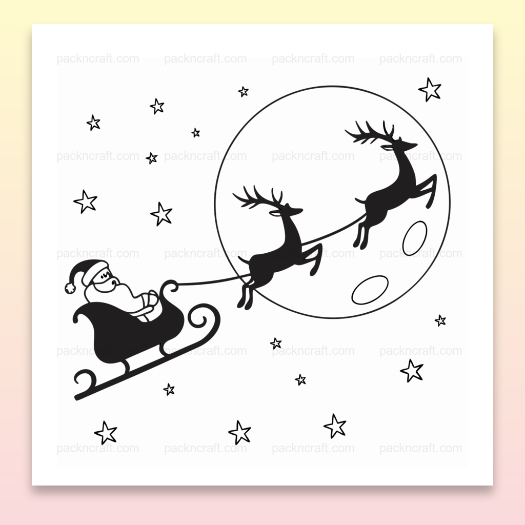 Illustration vectorielle du Père Noël volant avec rennes, idéale pour Noël.