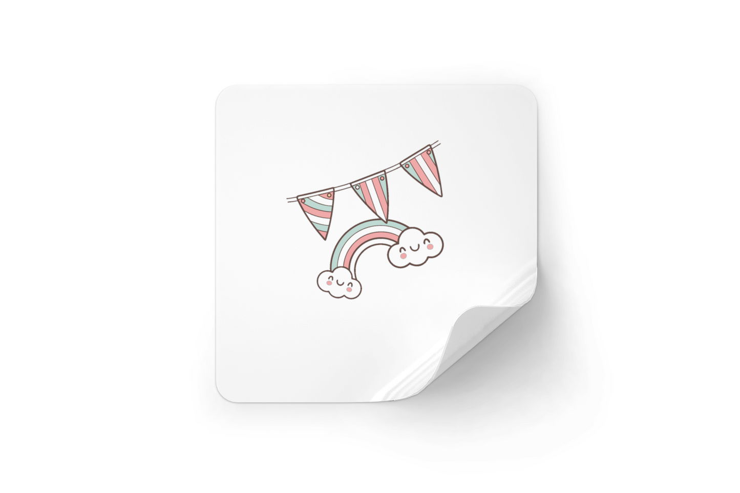 Sticker d'arc-en-ciel kawaii, idéal pour des carnets et invitations.