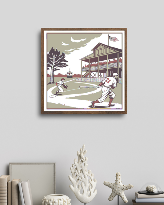 Affiche encadrée de baseball rétro pour maison et bureau.