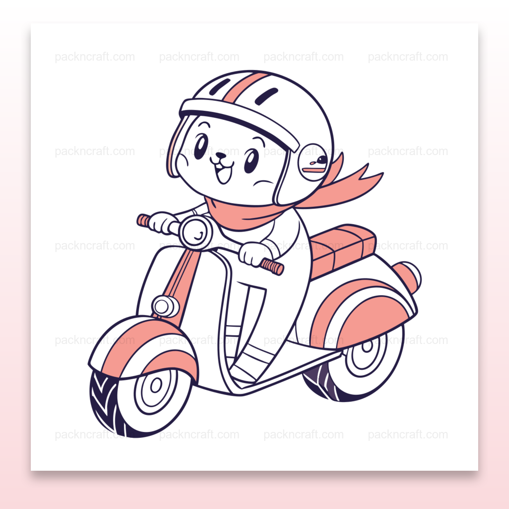 Illustration vectorielle d'un chat mignon en moto pour projets créatifs et éducatifs