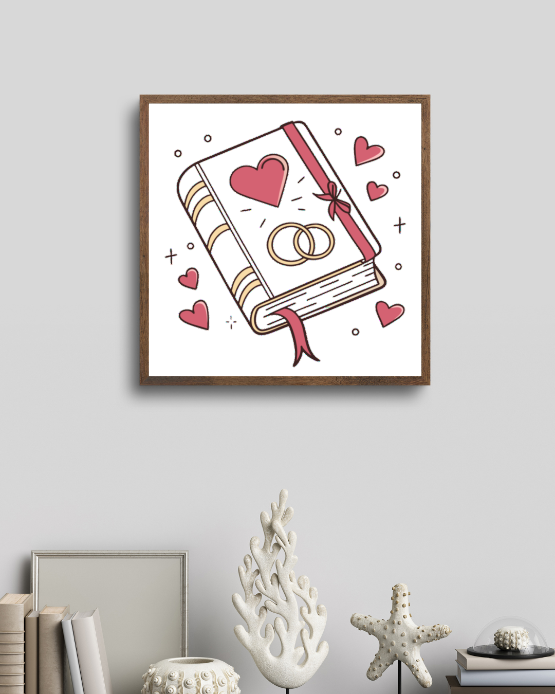 Affiche livre mariage encadrée, papeterie décorative.